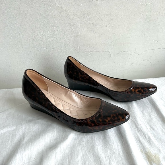 Cole Haan Tali Luxe Tortoise Patent leather Stacked Wedge Shoes - Picture 2 of 14